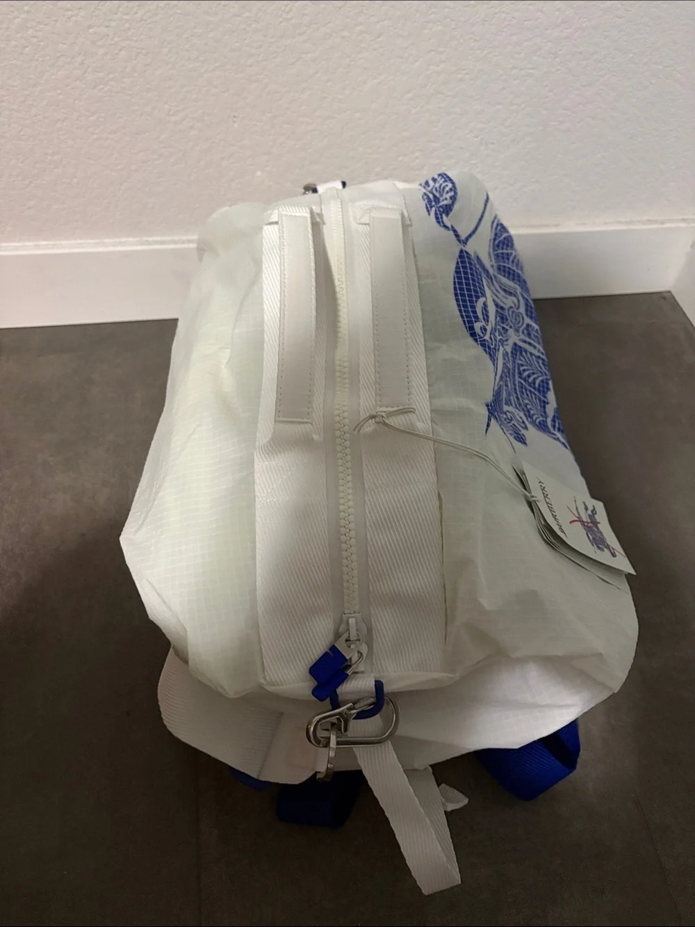 BNWT Burberry Nylon Duffle Backpack with EKD Royal Blue Logo